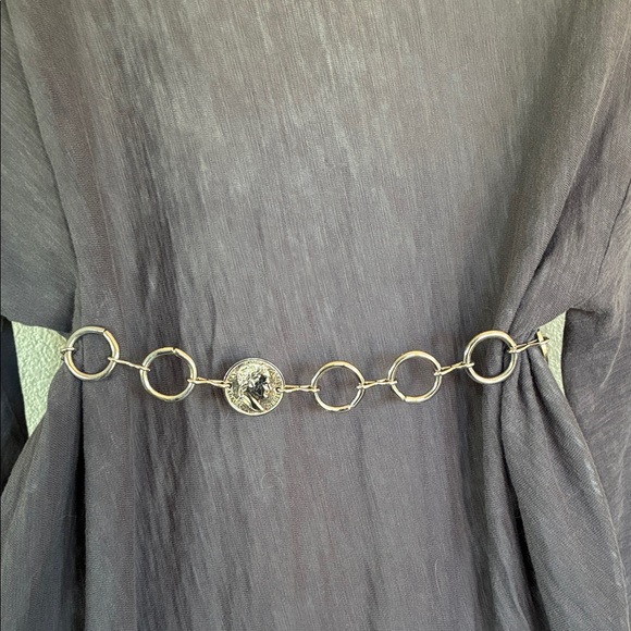 silver CONCHO BELT, coins with a woman\'s head in profile. VTG OSFM main image 5